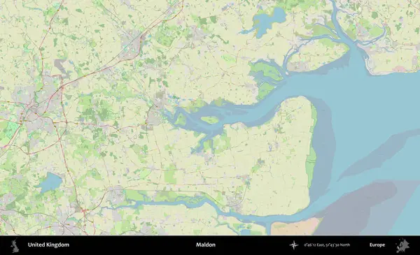 Maldon. Bir OpenStreetMap Alman stil haritası üzerinde Birleşik Krallık 'ın idari alanı