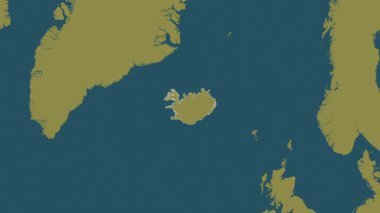 İzlanda haritası - yakınlaştır. Sınır. Desen.