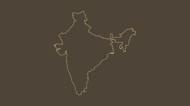 Hindistan haritası - çizgi film. Sınır. Sepya.