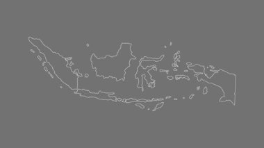 Endonezya haritası - çizgi film. Sınır. Gri Tonlama.