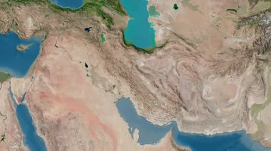 İran haritası - sür. Sınır. Uydu.