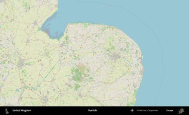 Norfolk. Bir OpenStreetMap Alman stil haritası üzerinde Birleşik Krallık 'ın idari alanı
