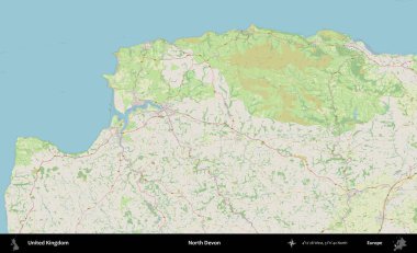 Kuzey Devon. Bir OpenStreetMap Alman stil haritası üzerinde Birleşik Krallık 'ın idari alanı