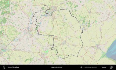 Kuzey Kesteven. Bir OpenStreetMap Alman stil haritasında Birleşik Krallık 'ın özetlenmiş idari alanı