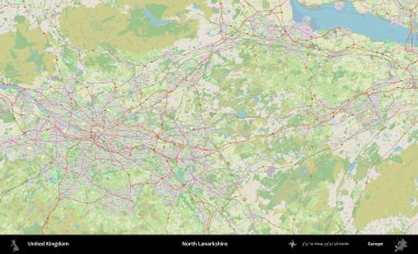 Kuzey Lanarkshire. Bir OpenStreetMap Alman stil haritası üzerinde Birleşik Krallık 'ın idari alanı