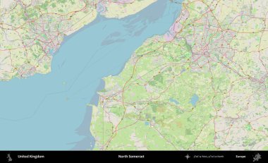 Kuzey Somerset. Bir OpenStreetMap Alman stil haritası üzerinde Birleşik Krallık 'ın idari alanı