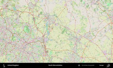 Kuzey Warwickshire. Bir OpenStreetMap Alman stil haritası üzerinde Birleşik Krallık 'ın idari alanı