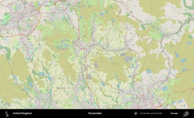 Rossendale 'de. Bir OpenStreetMap Alman stil haritası üzerinde Birleşik Krallık 'ın idari alanı