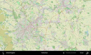 Rotherham. Bir OpenStreetMap Alman stil haritası üzerinde Birleşik Krallık 'ın idari alanı