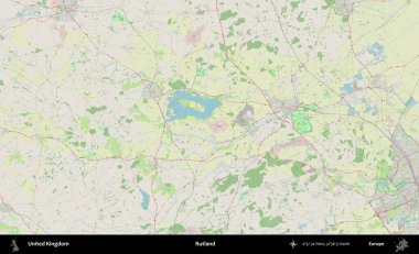 Rutland. Bir OpenStreetMap Alman stil haritası üzerinde Birleşik Krallık 'ın idari alanı