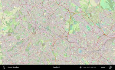 Sandwell. Bir OpenStreetMap Alman stil haritası üzerinde Birleşik Krallık 'ın idari alanı