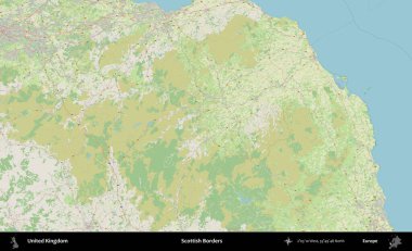 İskoç Sınırı. Bir OpenStreetMap Alman stil haritası üzerinde Birleşik Krallık 'ın idari alanı