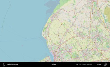 Sefton. Bir OpenStreetMap Alman stil haritası üzerinde Birleşik Krallık 'ın idari alanı