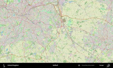 Solihull. Bir OpenStreetMap Alman stil haritası üzerinde Birleşik Krallık 'ın idari alanı