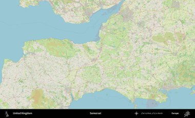 Somerset. Bir OpenStreetMap Alman stil haritası üzerinde Birleşik Krallık 'ın idari alanı