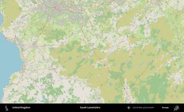 Güney Lanarkshire. Bir OpenStreetMap Alman stil haritası üzerinde Birleşik Krallık 'ın idari alanı