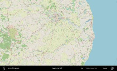 Güney Norfolk. Bir OpenStreetMap Alman stil haritası üzerinde Birleşik Krallık 'ın idari alanı