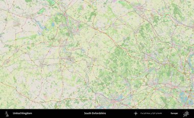 Güney Oxfordshire. Bir OpenStreetMap Alman stil haritası üzerinde Birleşik Krallık 'ın idari alanı