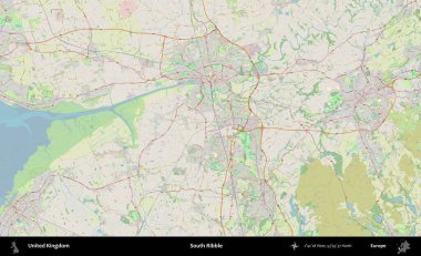 Güney Ribble. Bir OpenStreetMap Alman stil haritası üzerinde Birleşik Krallık 'ın idari alanı