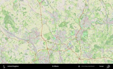 Aziz Albans. Bir OpenStreetMap Alman stil haritası üzerinde Birleşik Krallık 'ın idari alanı