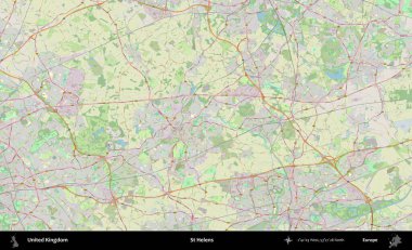 Aziz Helens. Bir OpenStreetMap Alman stil haritası üzerinde Birleşik Krallık 'ın idari alanı