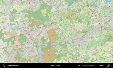 Surrey Heath. Bir OpenStreetMap Alman stil haritası üzerinde Birleşik Krallık 'ın idari alanı