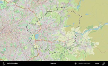 Tameside 'da. Bir OpenStreetMap Alman stil haritasında Birleşik Krallık 'ın özetlenmiş idari alanı