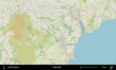 Teignbridge 'de. Bir OpenStreetMap Alman stil haritası üzerinde Birleşik Krallık 'ın idari alanı