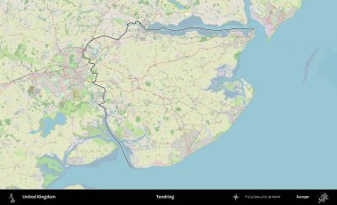 Dallanıp budaklanıyor. Bir OpenStreetMap Alman stil haritasında Birleşik Krallık 'ın özetlenmiş idari alanı