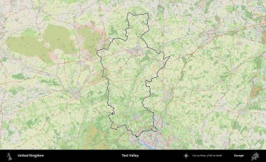 Test vadisi. Bir OpenStreetMap Alman stil haritasında Birleşik Krallık 'ın özetlenmiş idari alanı