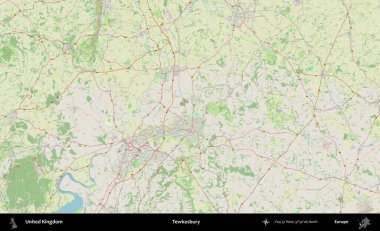 Tewkesbury 'de. Bir OpenStreetMap Alman stil haritası üzerinde Birleşik Krallık 'ın idari alanı