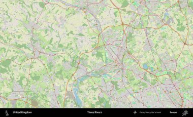 Üç Nehir. Bir OpenStreetMap Alman stil haritası üzerinde Birleşik Krallık 'ın idari alanı