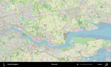 Thurrock. Bir OpenStreetMap Alman stil haritası üzerinde Birleşik Krallık 'ın idari alanı