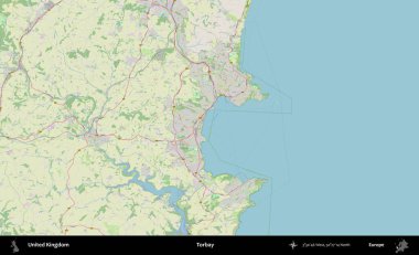 Torbay. Bir OpenStreetMap Alman stil haritası üzerinde Birleşik Krallık 'ın idari alanı