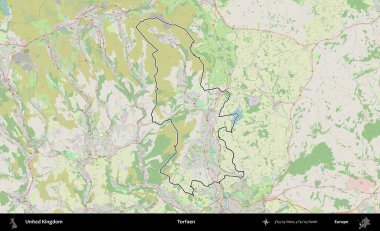 Torfaen. Bir OpenStreetMap Alman stil haritasında Birleşik Krallık 'ın özetlenmiş idari alanı