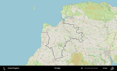 Torridge. Bir OpenStreetMap Alman stil haritasında Birleşik Krallık 'ın özetlenmiş idari alanı