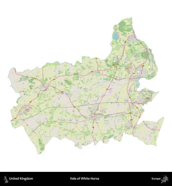 Beyaz At Vadisi. Birleşik Krallık 'ın idari alanı bir OpenStreetMap Alman stili haritasında beyazda izole edildi
