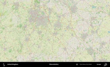 Warwickshire 'da. Bir OpenStreetMap Alman stil haritası üzerinde Birleşik Krallık 'ın idari alanı