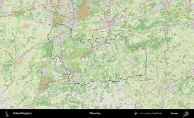 Waverley. Bir OpenStreetMap Alman stil haritasında Birleşik Krallık 'ın özetlenmiş idari alanı