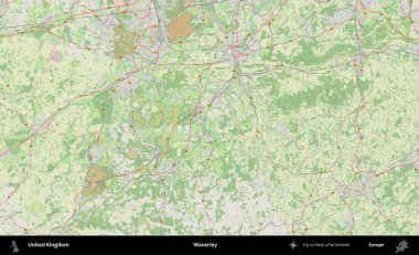 Waverley. Bir OpenStreetMap Alman stil haritası üzerinde Birleşik Krallık 'ın idari alanı