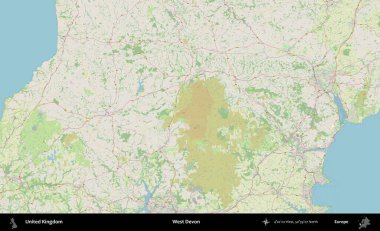 Batı Devon. Bir OpenStreetMap Alman stil haritası üzerinde Birleşik Krallık 'ın idari alanı