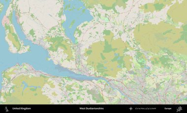 Batı Dunbartonshire. Bir OpenStreetMap Alman stil haritası üzerinde Birleşik Krallık 'ın idari alanı