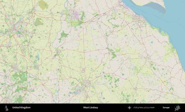 Batı Lindsey. Bir OpenStreetMap Alman stil haritası üzerinde Birleşik Krallık 'ın idari alanı