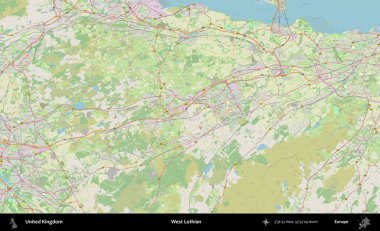 Batı Lothian. Bir OpenStreetMap Alman stil haritası üzerinde Birleşik Krallık 'ın idari alanı