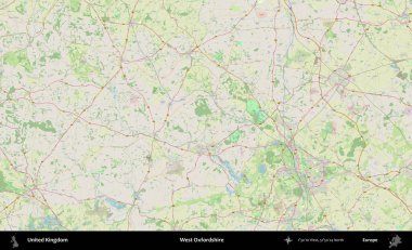 Batı Oxfordshire. Bir OpenStreetMap Alman stil haritası üzerinde Birleşik Krallık 'ın idari alanı