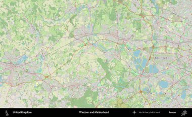 Windsor ve Maidenhead. Bir OpenStreetMap Alman stil haritası üzerinde Birleşik Krallık 'ın idari alanı