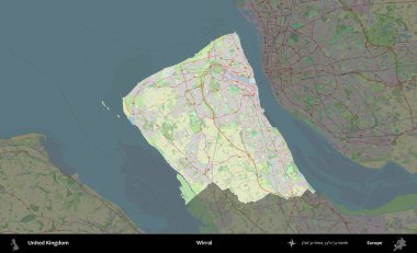 Kablosuz. Birleşik Krallık 'ın idari alanı karartılmış bir OpenStreetMap tarzı Alman haritasına vurgulanmış ve özetlenmiştir
