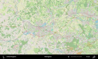 Wokingham. Bir OpenStreetMap Alman stil haritası üzerinde Birleşik Krallık 'ın idari alanı