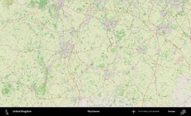 Wychavon. Bir OpenStreetMap Alman stil haritası üzerinde Birleşik Krallık 'ın idari alanı
