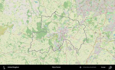 Wyre Ormanı. Bir OpenStreetMap Alman stil haritasında Birleşik Krallık 'ın özetlenmiş idari alanı